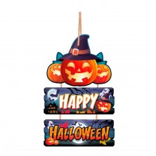 Letrero Happy Halloween con Calabazas