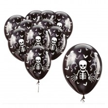 Bolsa con 10 Globos Esqueleto 30 cm