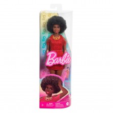 Muñeca Barbie Fashionista Negra con Vestido Rojo
