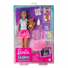 Muñeca Barbie Canguro con Bebé y Cuna