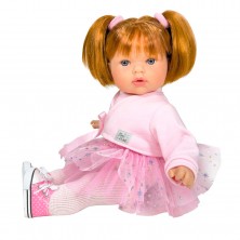 Muñeca Tita Pelirroja con Vestido Rosa 45 cm