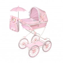 Coche Muñecas Plegable Rosa con Sombrilla