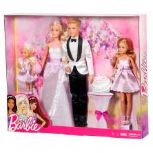 Boda Romántica Barbie con 4 Muñecos y Accesorios