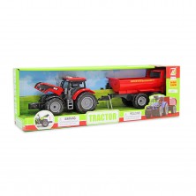 Tractor Rojo con Remolque Volquete