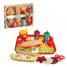 Bandeja con Bocadillos, Refrescos y Accesorios