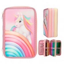 Top Model Estuche Triple Lleno Unicornio