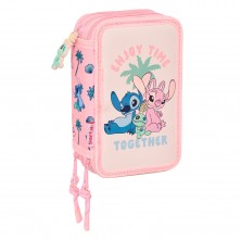 Estuche Triple Lleno Rosa Stitch