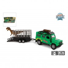 Coche Todoterreno Land Rover con Remolque Dinosaurio