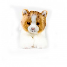 Peluche Gato Marrón y Blanco Tumbado 25 cm