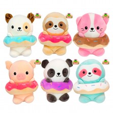 Peluche Animal Kawaii con Donut 19 cm