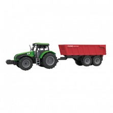 Tractor Verde con Remolque 1:32