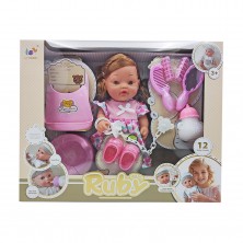 Muñeca con 12 Sonidos y Accesorios 30 cm