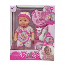 Muñeca Ruby Rosa con Accesorios 30 cm