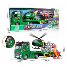 Camión con Helicóptero y Dinosaurio