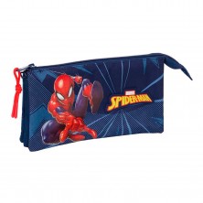 Estuche Triple Spiderman azul