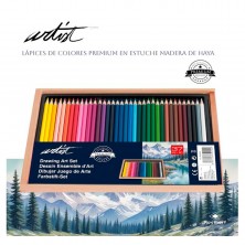 Caja Madera 36 Lápices Colores