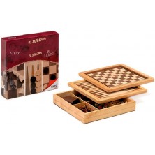 Caja Ajedrez / Damas / Backgammon Madera