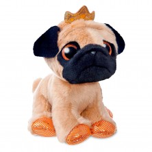 Peluche Perro Pug con Corona 18 cm