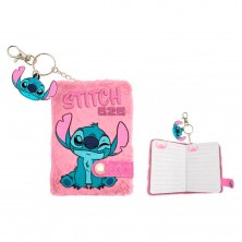Mini Libreta Rosa con Pelo Stitch
