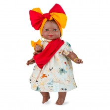 Muñeca Negrita con Bebé 45 cm