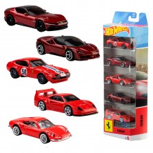Hot Wheels Pack 5 Vehículos Ferrari