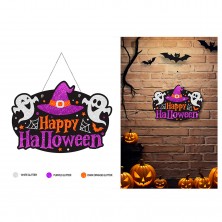 Letrero Happy Halloween con Fantasmas