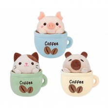 Peluche Taza con Animal 20 cm Surtido