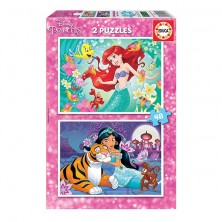 Puzzle 2x48 Princesas Disney Ariel + Jasmín