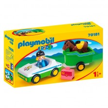 Playmobil 1.2.3 Coche con Remolque de Caballo 70181