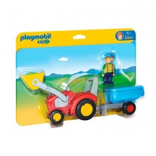 Playmobil 1.2.3 Tractor amb Remolc i Figura 6964