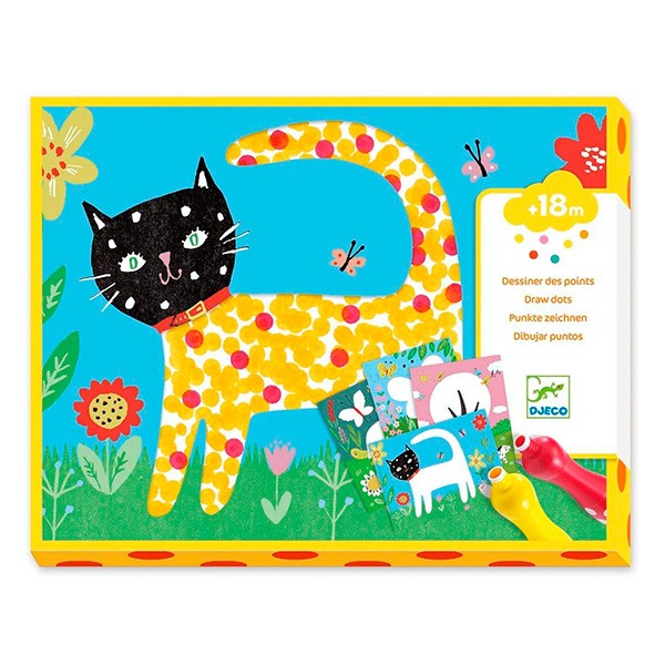 Manualidades Colorear a Puntitos Gato de Djeco