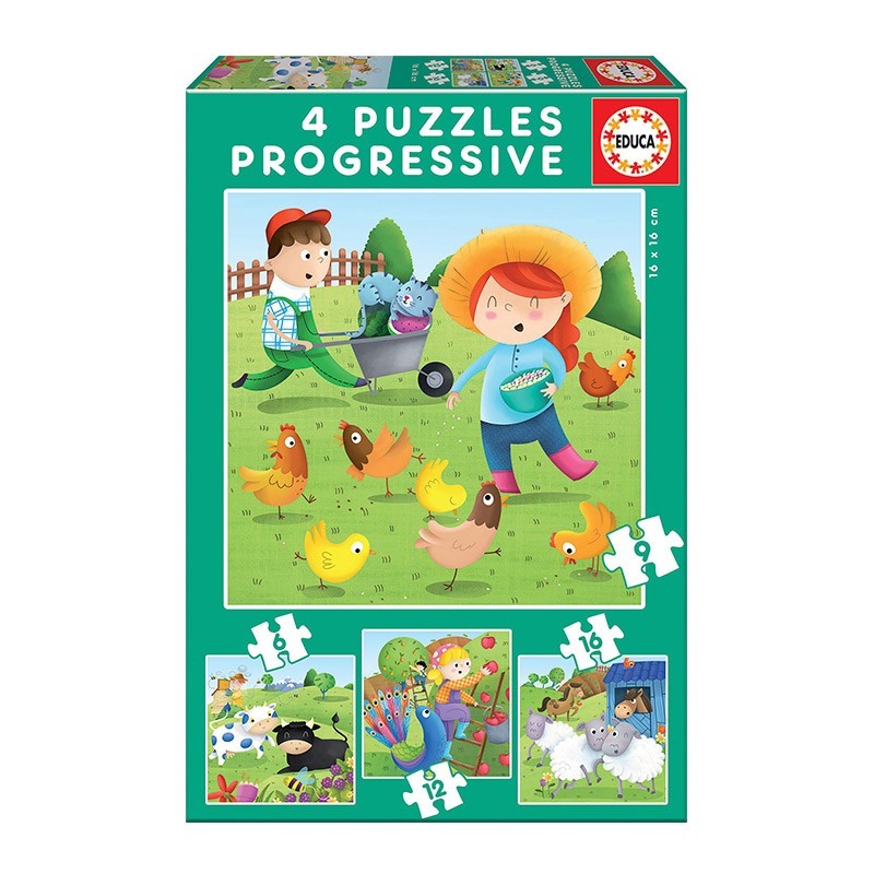Set 4 Puzles Progresivos Granja