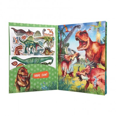 Libro de pegatinas para niños, 2 piezas, libro de pegatinas readhesivo,  modelos de dinosaurios y vehículos y páginas de escenas de actividades,  regalo para niños a partir de 3 años Sincero Electrónica