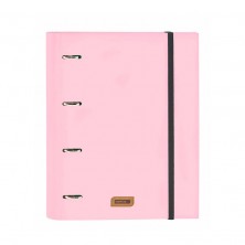 Carpeta Rosa 4 Anillas con Hojas
