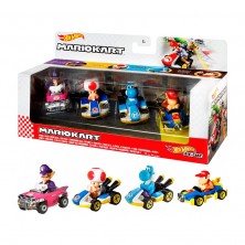 Hot Wheels Pack 4 Vehículos Mario Kart