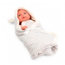 Muñeco Bebé con Manta Gris 40 cm