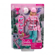 Muñeca Barbie Rubia con Snowboard
