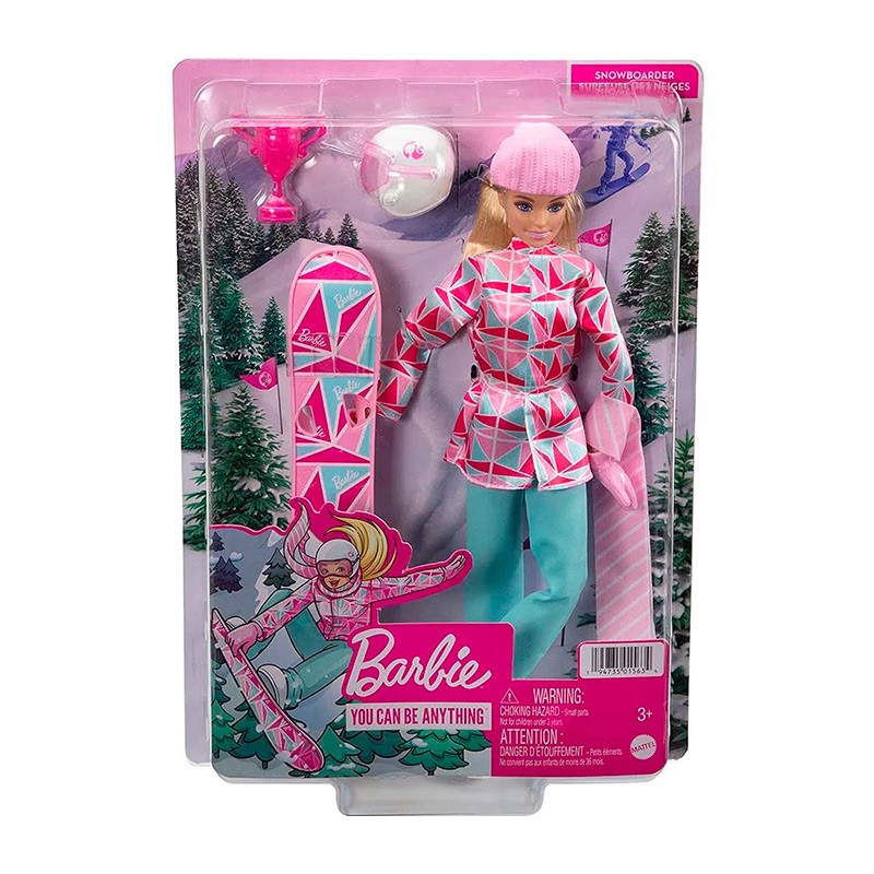 Muñeca Barbie Rubia con Snowboard de Mattel