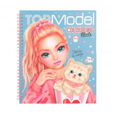 Top Model Libro de Colorear Chica con Gatito