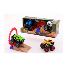 Pack 2 Coches Monster con Rampa y Accesorios