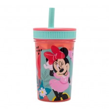 Vaso con Pajita Silicona Minnie 465 ml