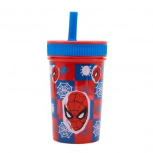 Vaso con Pajita Silicona Spiderman 465 ml