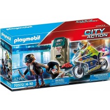 Playmobil Moto Policía Persecución Ladrón de Dinero 70572
