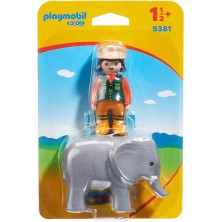 Playmobil 1.2.3 Cuidadora con Elefante 9381
