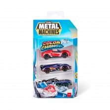 Pack 3 Coches Color Change Metal Machines