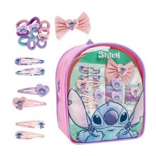 Mini Mochila con Set Accesorios Pelo Stitch
