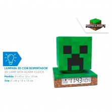 Lámpara Figura Minecraft con Reloj Despertador