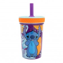 Vaso Antivuelco Stitch con Pajita 370 ml